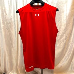 Red Sleeveless Under Armour Compression Heat Gear Shirt